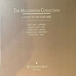 Waterford Millennium Collection Peace Champagne Flutes Pair w/Box